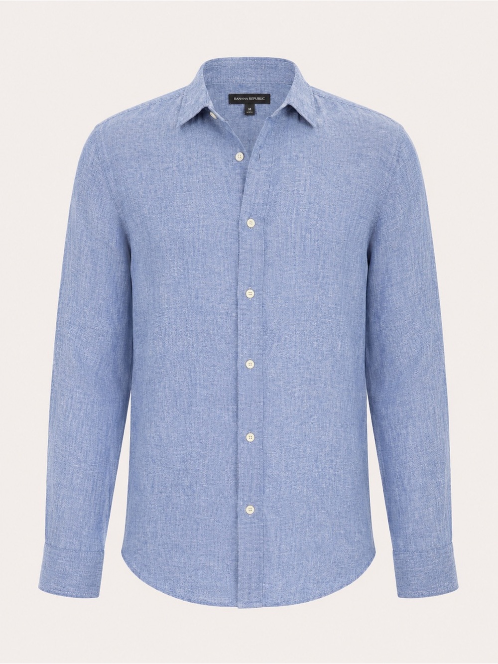 Banana Republic Linen Button Shirt Blue Medium Quiet Luxury Casual Summer